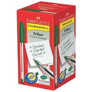 CANETA ESFEROGRÁFICA TRILUX 032 1.0 VERDE 50UNIDS FABER-CASTELL