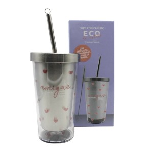 COPO CANUDO ECO 450ML AMIGAS DE CORAÇÃO ZONA CRIATIVA