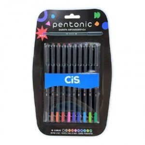 KIT CANETA ESFEROGRÁFICA PENTONIC 10 CORES CIS