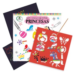 RASPE E DESENHE COM ESTÊNCIL PRINCESAS TODOLIVRO