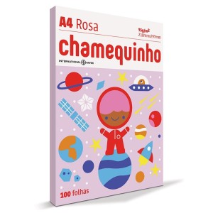 PAPEL SULFITE A4 100 FOLHAS ROSA CHAMEQUINHO