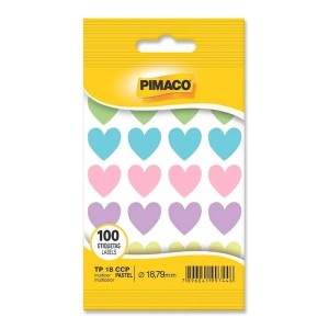 ETIQUETA TP-18 100UNID CORAÇÃO PASTEL PIMACO