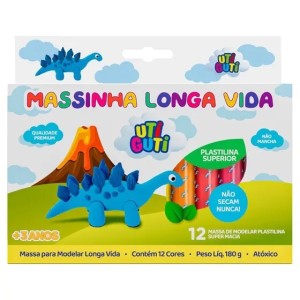 MASSINHA LONGA VIDA PLASTILINA 12 CORES 180G UTI GUTI