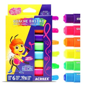 GUACHE BASTÃO 6 CORES ACRILEX