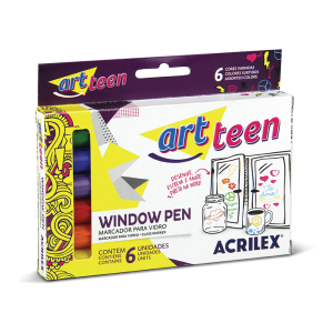 MARCADOR WINDOW PEN 6UNID ART TEEN ACRILEX