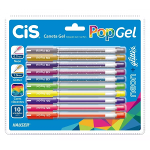 CANETA POP GEL NEON/GLITTER 10 CORES CIS
