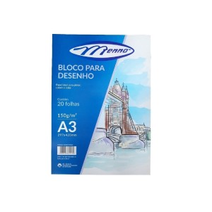 BLOCO DESENHO A3 180G C/ 20 FOLHAS BRANCO MENNO