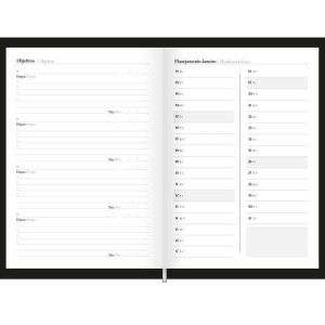 AGENDA COSTURADA COMPACTA PRETA FORONI