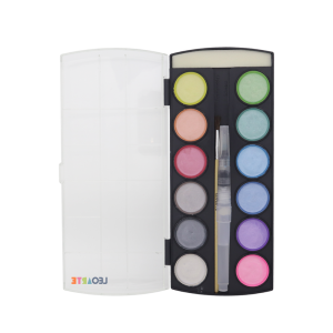 ESTOJO AQUARELA METÁLICA 12 CORES C/ PINCEL E ESTOJO LEOARTE