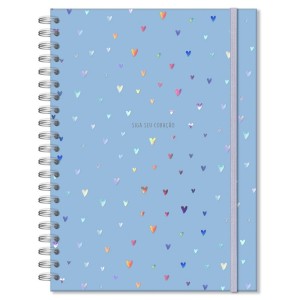 CADERNO UNIVERSITÁRIO 96FLS CORAÇÕES HOLOGRÁFICOS FINA IDEIA