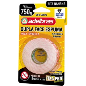 FITA BANANA DUPLA-FACE 12MMX2M ADELBRAS