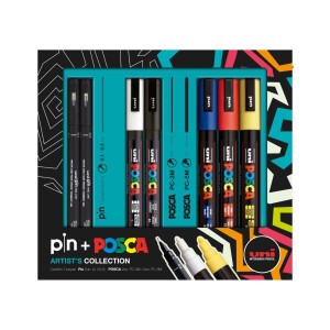 CANETA PIN + POSCA ARTISTS COLLECTION COM 7 UNIDS