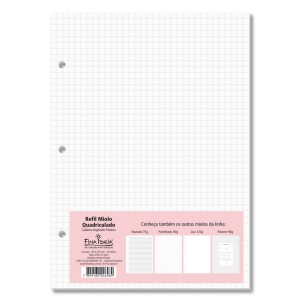 REFIL MIOLO QUADRICULADO P/ CADERNO ARGOLADO FINA IDEIA