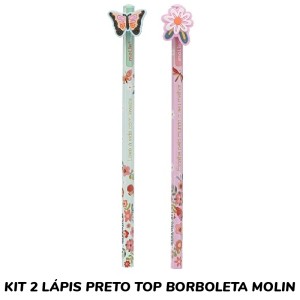 KIT 2 LÁPIS PRETO TOP BORBOLETA AZUL MOLIN