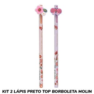 KIT 2 LÁPIS PRETO TOP BORBOLETA ROXO MOLIN