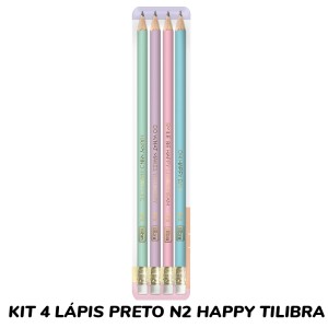 KIT 4 LÁPIS PRETO N2 HAPPY TILIBRA