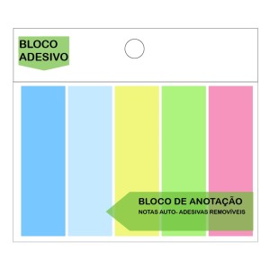 BLOCO ADESIVO ANOTAÇÃO 5 CORES 100 FLS