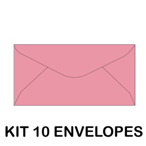 KIT 10 ENVELOPES COLORIDO 114X229MM ROSA