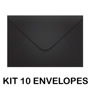 KIT 10 ENVELOPES COLORIDO 72X108MM PRETO