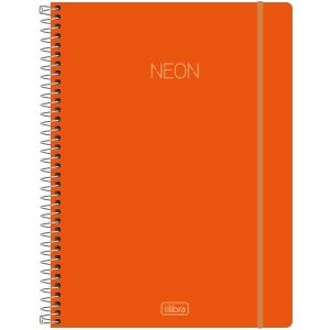 CADERNO ESPIRAL CAPA PLÁSTICA UNIVERSITÁRIO 1 MATÉRIA NEON LARANJA 80 FOLHAS TILIBRA