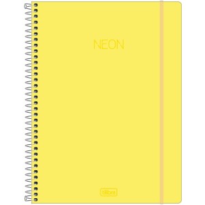 CADERNO ESPIRAL CAPA PLÁSTICA UNIVERSITÁRIO 1 MATÉRIA NEON AMARELO 80 FOLHAS TILIBRA