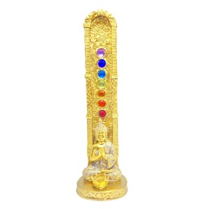 INCENSÁRIO VARETA BUDA 7 CHAKRAS DOURADO VERTICAL