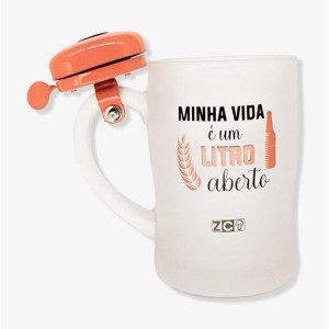 CANECA C/CAMPAINHA MINHA VIDA É UM LITRO ABERTO ZONACRIATIVA