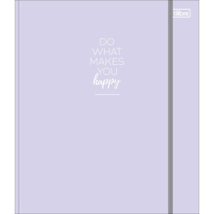 CADERNO ARGOLADO CARTONADO COLEGIAL COM ELÁSTICO HAPPY 80 FOLHAS TILIBRA