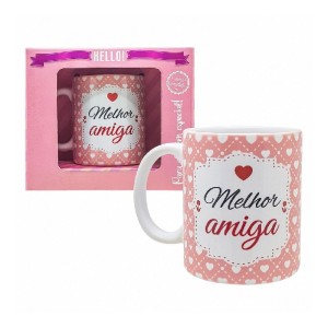 CANECA CERÂMICA MELHOR AMIGA 330ML GOLDEN MAYA