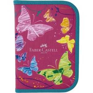 ESTOJO ESCOLAR BORBOLETA ROSA  KIT 18 ITENS  FABER-CASTELL