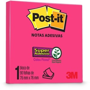 POST-IT NOTAS ADESIVAS PINK NEON 90FLS 76X76MM 3M