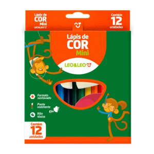 LÁPIS DE COR MINI SEXTAVADO 12 CORES LEO&LEO