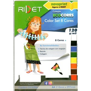 BLOCO ECOCORES CRIATIVO COLOR SET A4 120G 24 FLS 8C RIDET