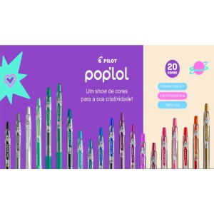 CANETA GEL RETRÁTIL POP'LOL 0.7 PASTEL BLUE PILOT