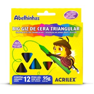 BIG GIZ DE CERA TRIANGULAR 12 CORES ACRILEX
