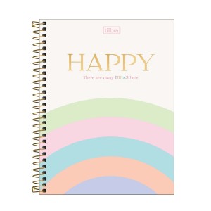 CADERNO CAPA DURA COLEGIAL HAPPY COLORS 10M 160 FLS TILIBRA