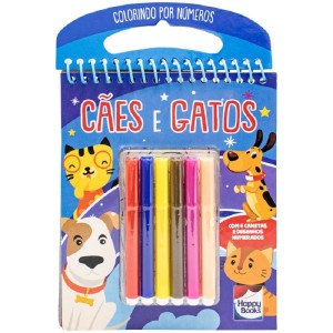 COLORINDO POR NÚMEROS CÃO E GATOS HAPPY BOOKS