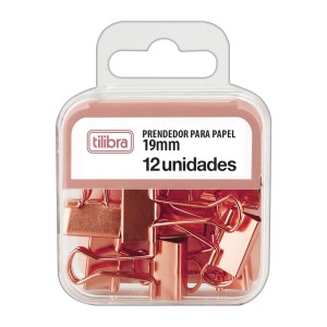 PRENDEDOR DE PAPEL 19MM OURO ROSE 12 UNIDADES TILIBRA