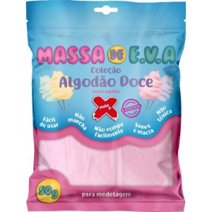 MASSA DE E.V.A FOAMY ALGODÃO DOCE 50G ROSA PASTEL MAKE+