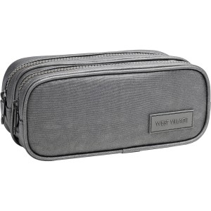 ESTOJO DUPLO GRANDE WEST VILLAGE METALIZADO CHUMBO TILIBRA